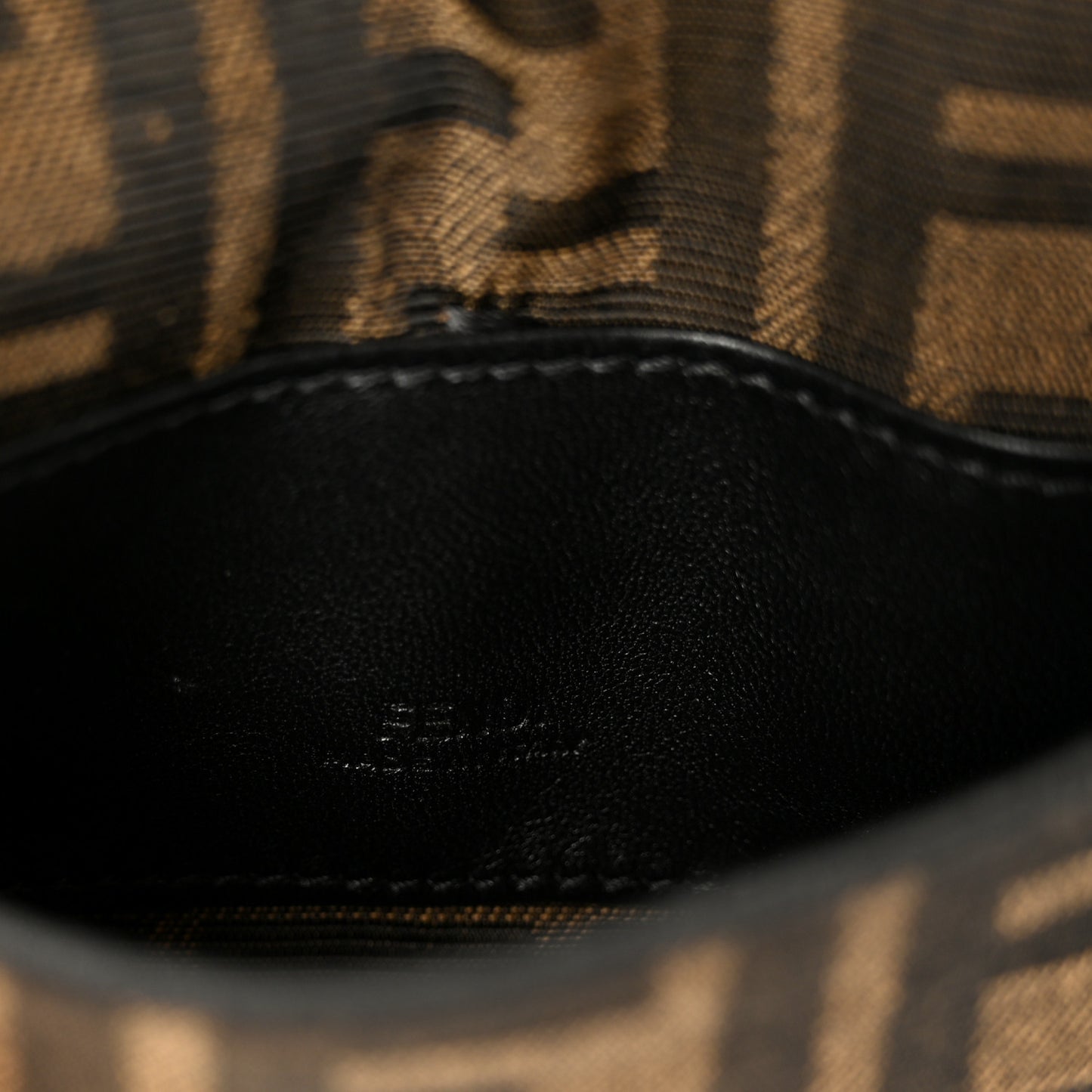 Fabric Jacquard FF 1974 Nano Maxi Buckle Baguette Charm Tobacco Moro Black