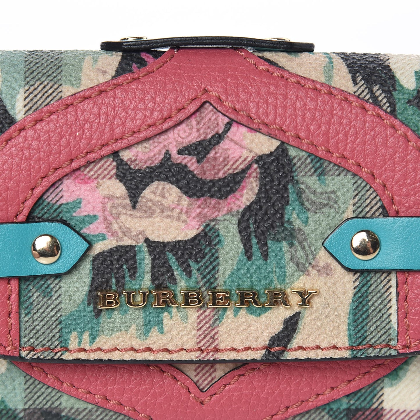 Haymarket Check Floral Print Chesam Card Case Plum Pink