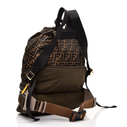 Fendi Nylon Dolmias Vitello Grace FF Convertible Drawstring Backpack Military Brown Tortora 2 of 14