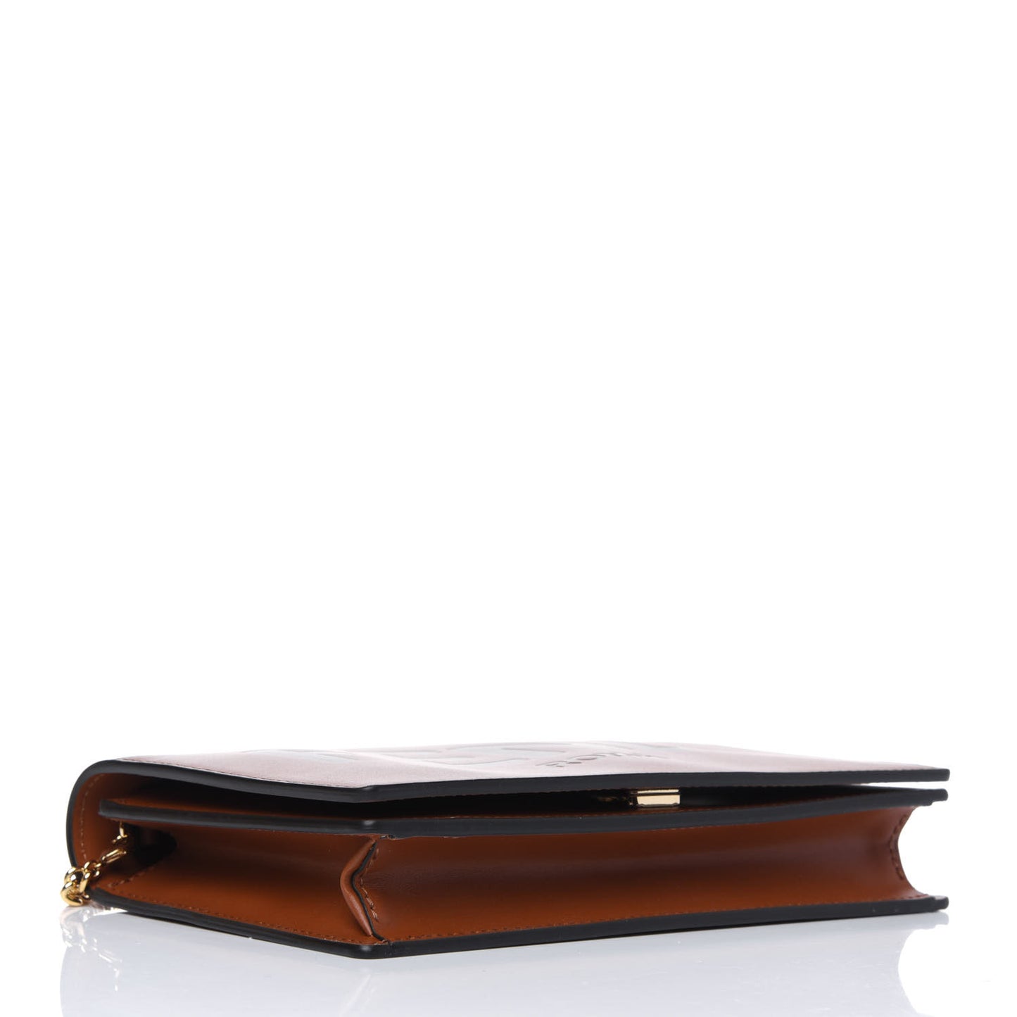 Vitello King Tamponato Logo Embossed Medium Wallet On Chain Cuoio
