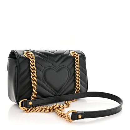Gucci Calfskin Matelasse Mini GG Marmont Shoulder Bag Black 3 of 11