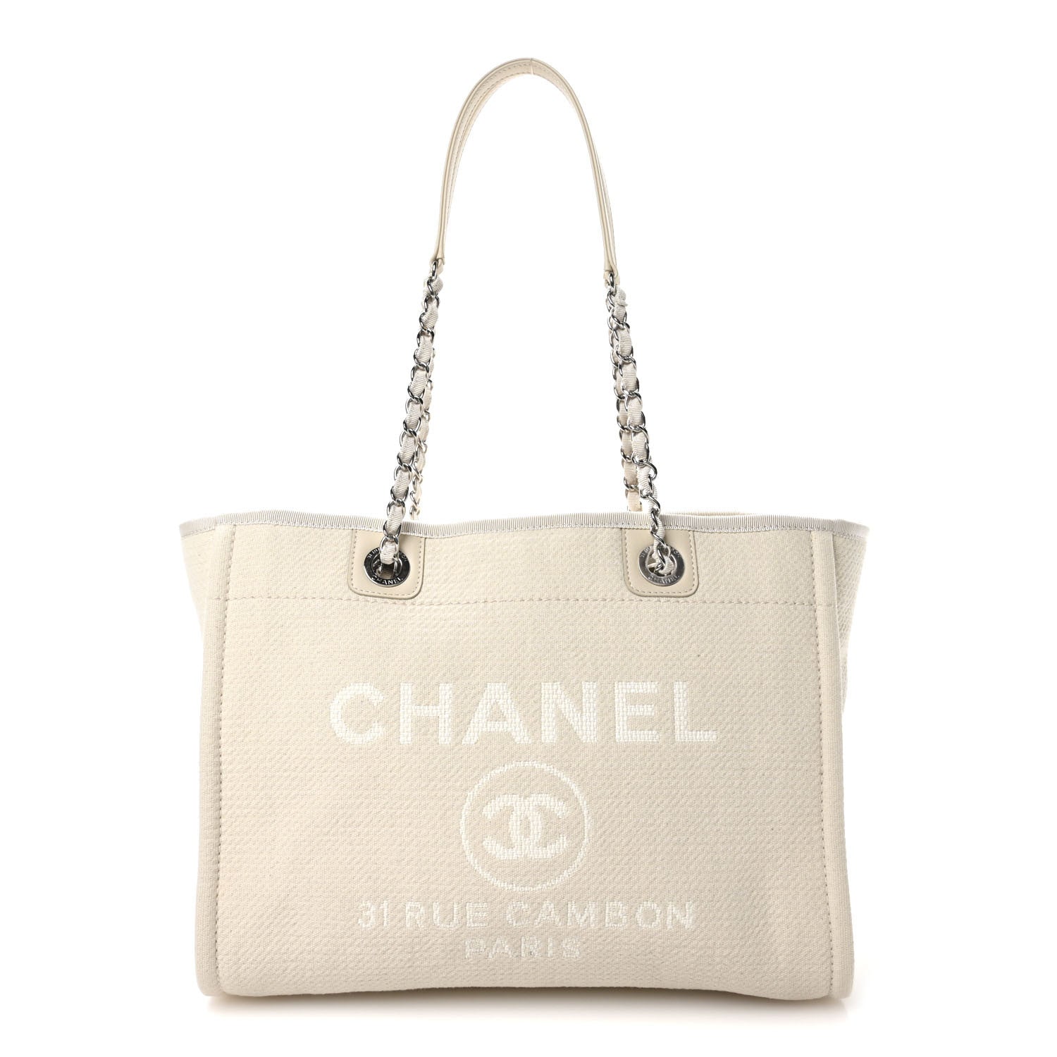 Chanel Mixed Fibers Small Deauville Tote White 1 of 10