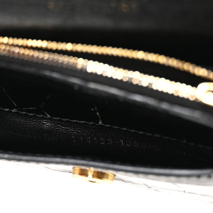Balenciaga Shiny Calfskin Crocodile Embossed XS Hourglass Wallet On Chain Black 7 of 10