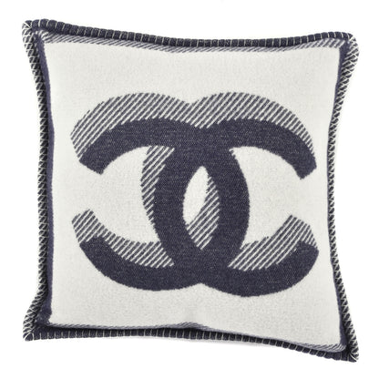 Chanel Merino Wool Cashmere CC Pillow Navy Blue 1 of 3