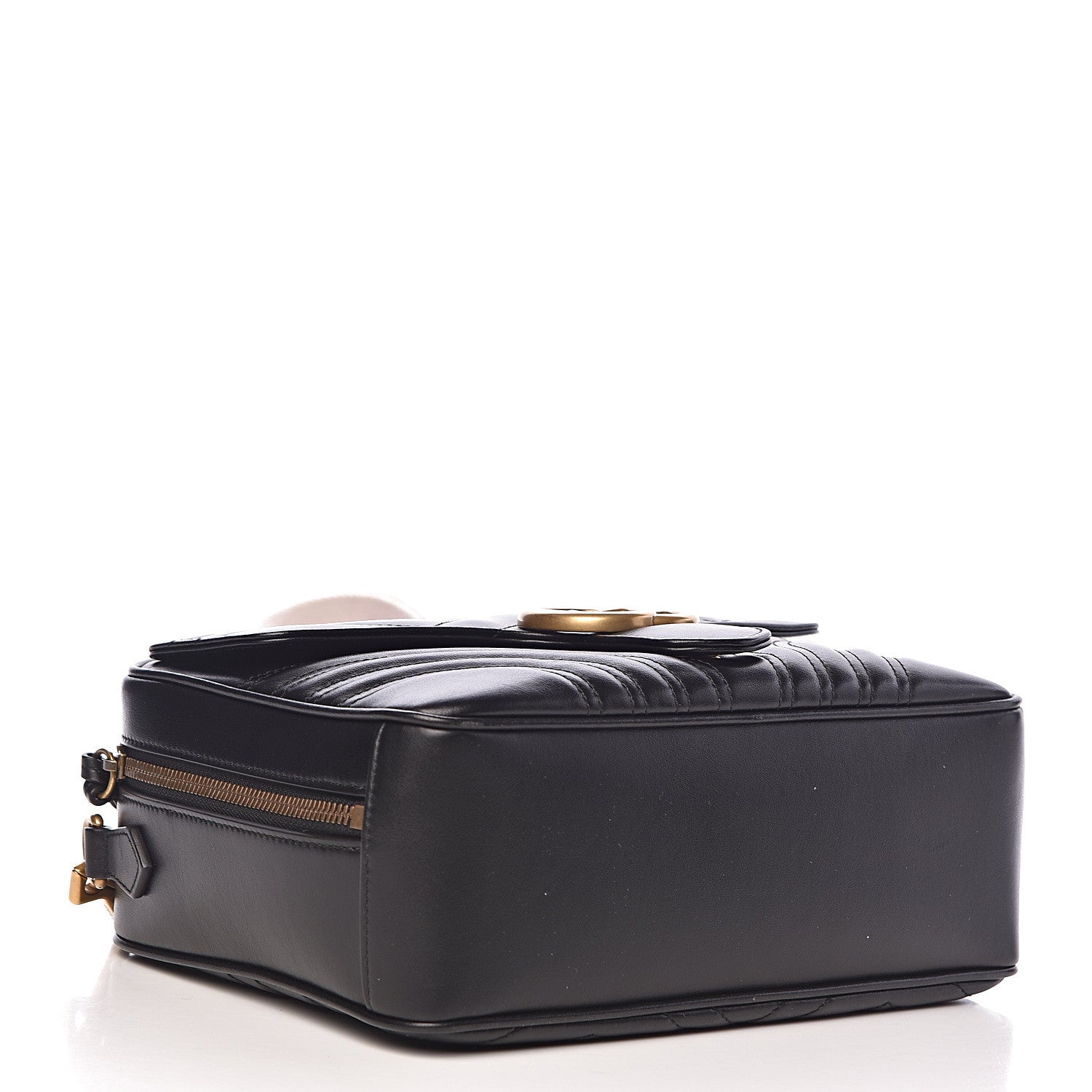 Gucci Calfskin Matelasse Sylvie Web Small GG Marmont Top Handle Shoulder Bag Black 4 of 10
