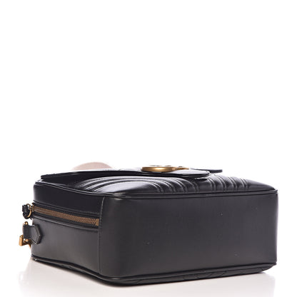 Gucci Calfskin Matelasse Sylvie Web Small GG Marmont Top Handle Shoulder Bag Black 4 of 10
