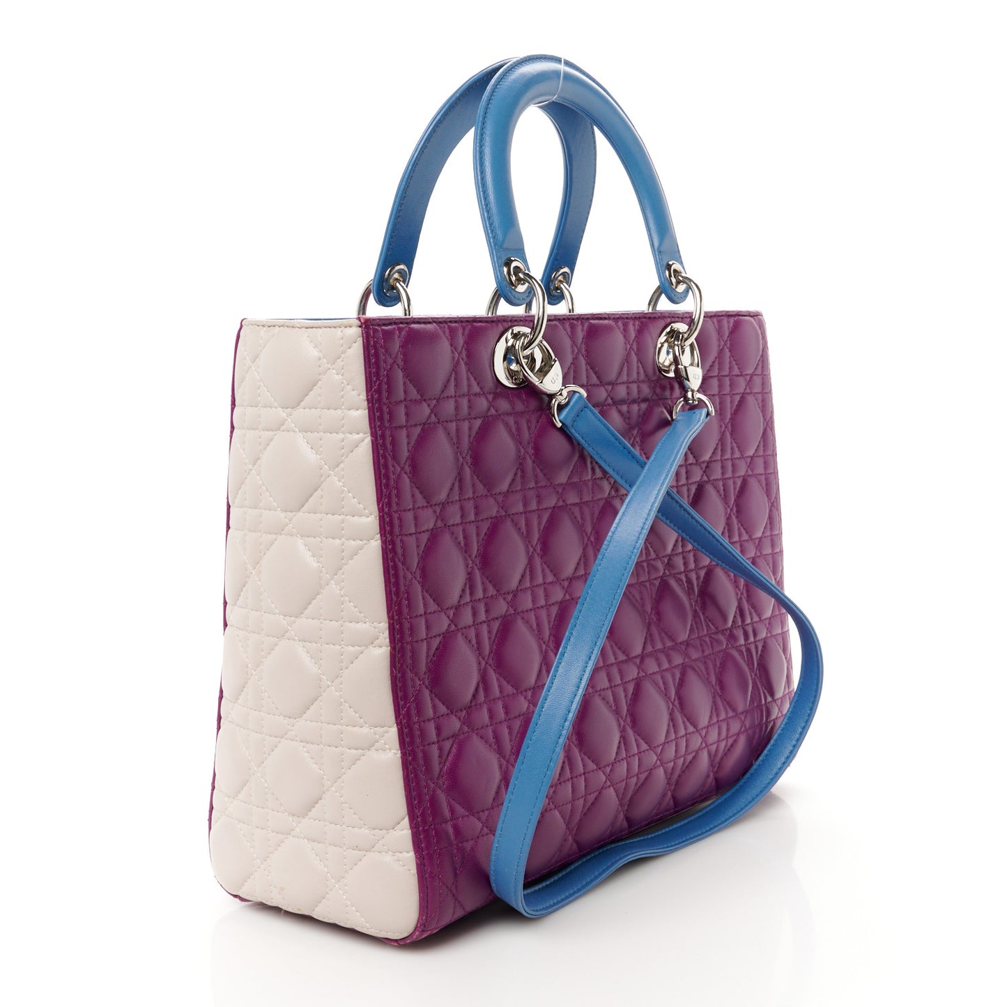 Lambskin Cannage Large Tri-Color Lady Dior Purple Blue Grey