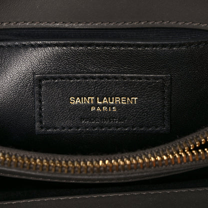 Saint Laurent Calfskin Suede Matelasse Chevron Medium Monogram College Bag Earth 6 of 9