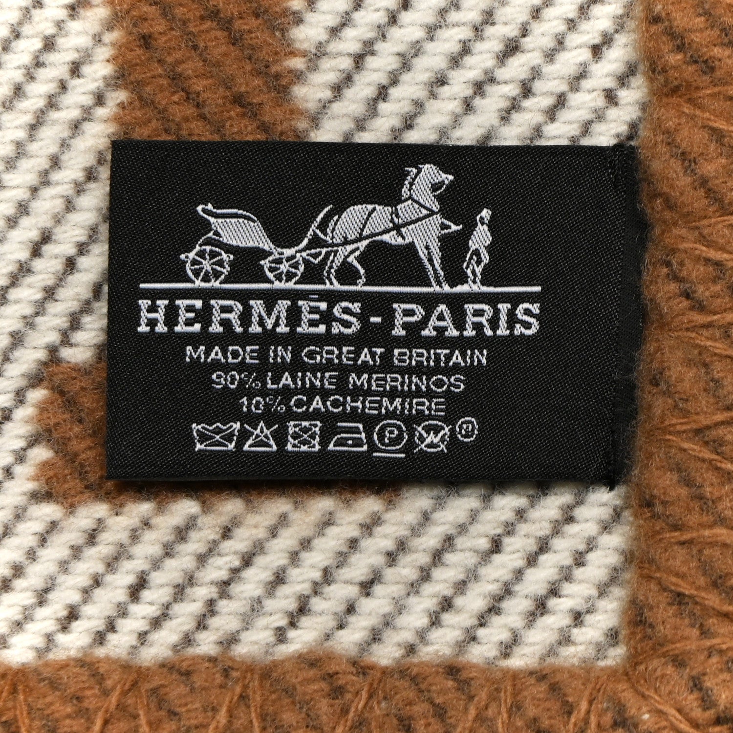 Hermes Wool Cashmere Avalon Blanket Ecru Camel 3 of 3