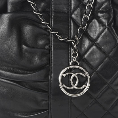 Chanel Lambskin Quilted Pile Ou Face Drawstring Bag Black 9 of 9