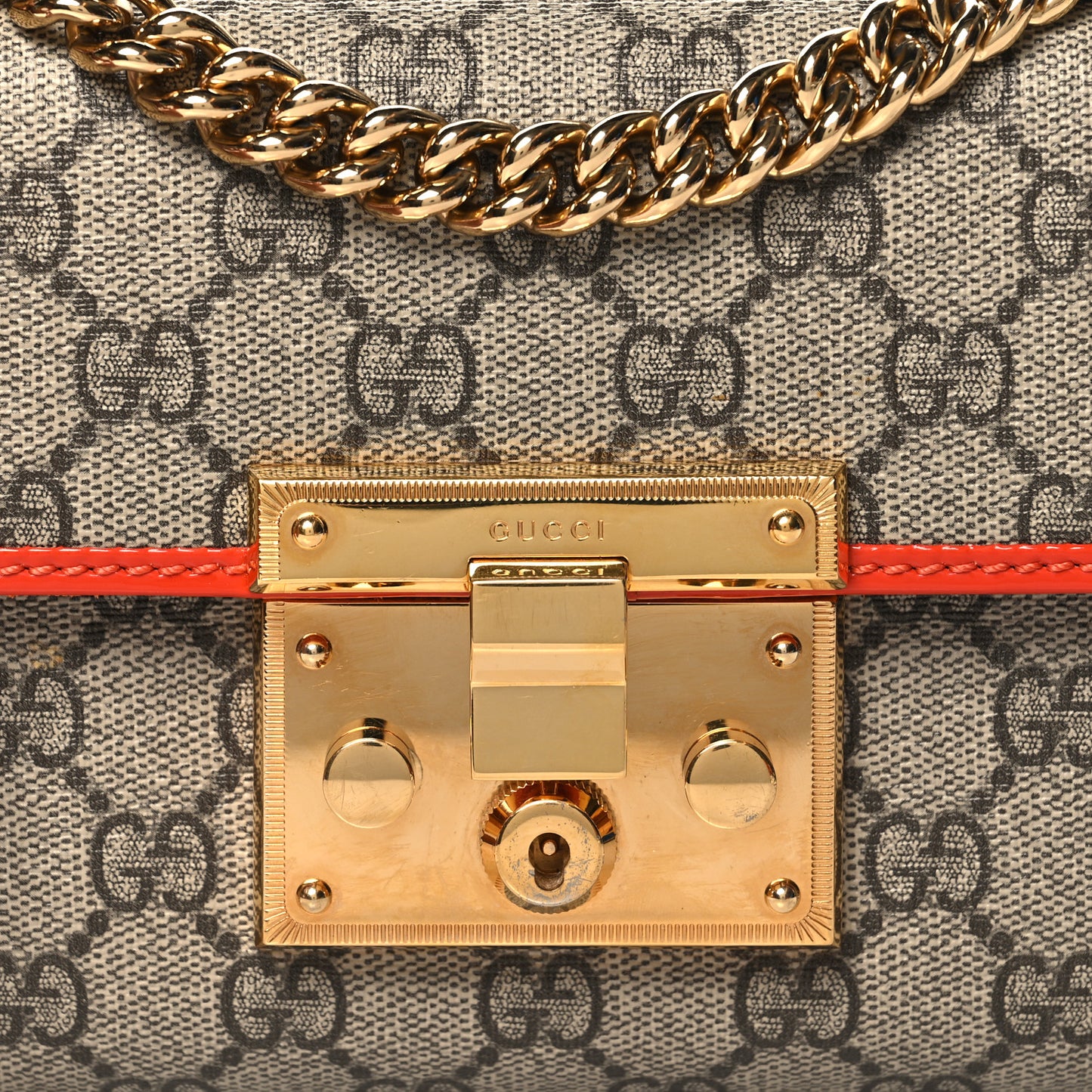 GG Supreme Monogram Patent Small Padlock Shoulder Bag Multicolor