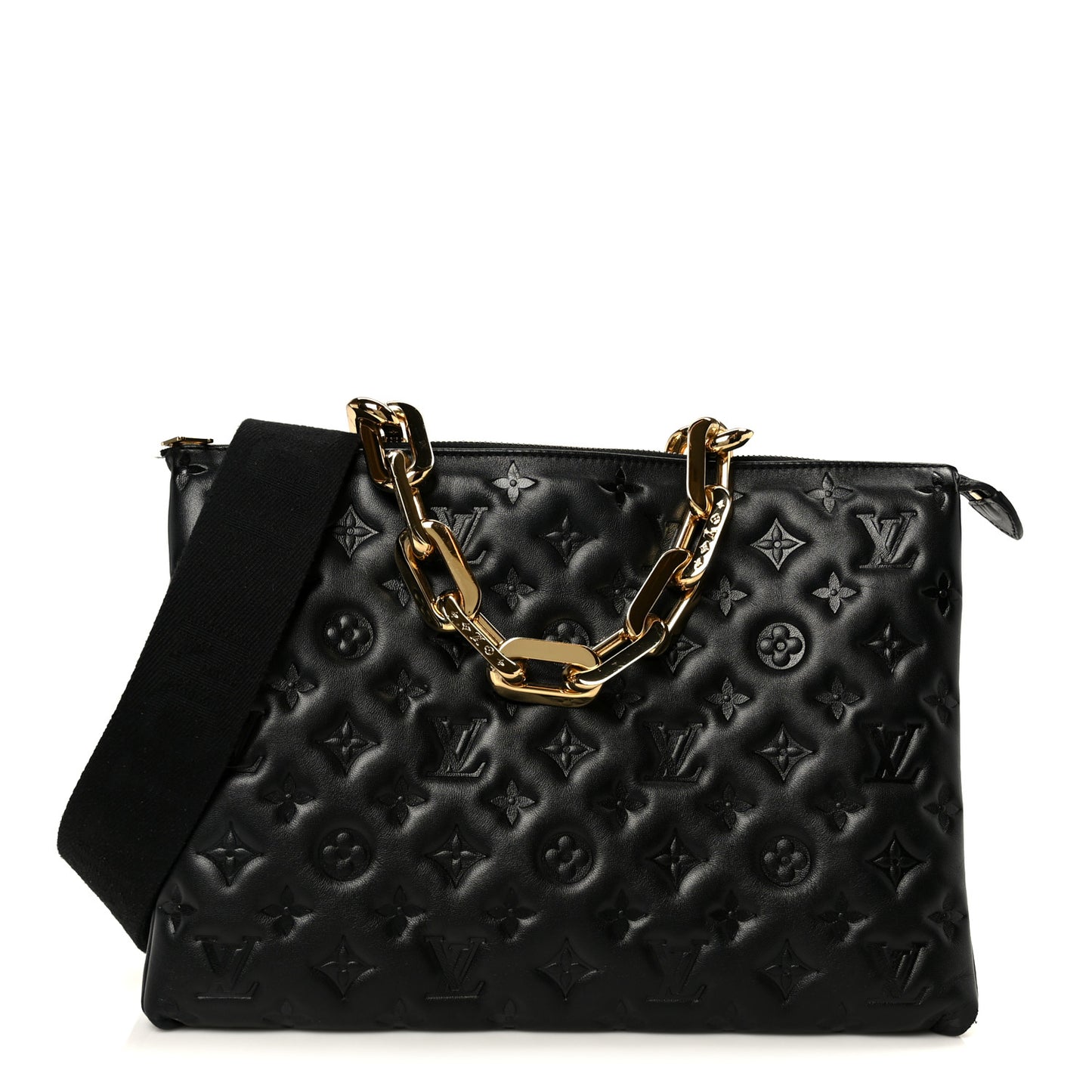 Lambskin Embossed Monogram Coussin MM Black