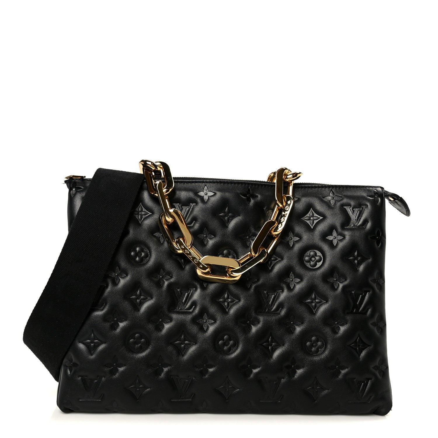 Louis Vuitton Lambskin Embossed Monogram Coussin MM Black 1 of 12