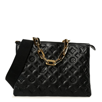 Louis Vuitton Lambskin Embossed Monogram Coussin MM Black 1 of 12
