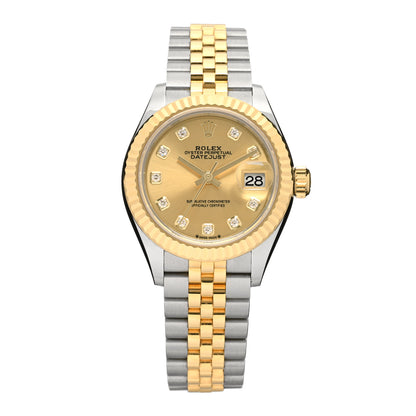 Rolex Stainless Steel 18K Yellow Gold Diamond 28mm Oyster Perpetual Datejust Watch Champagne 279173 1 of 5