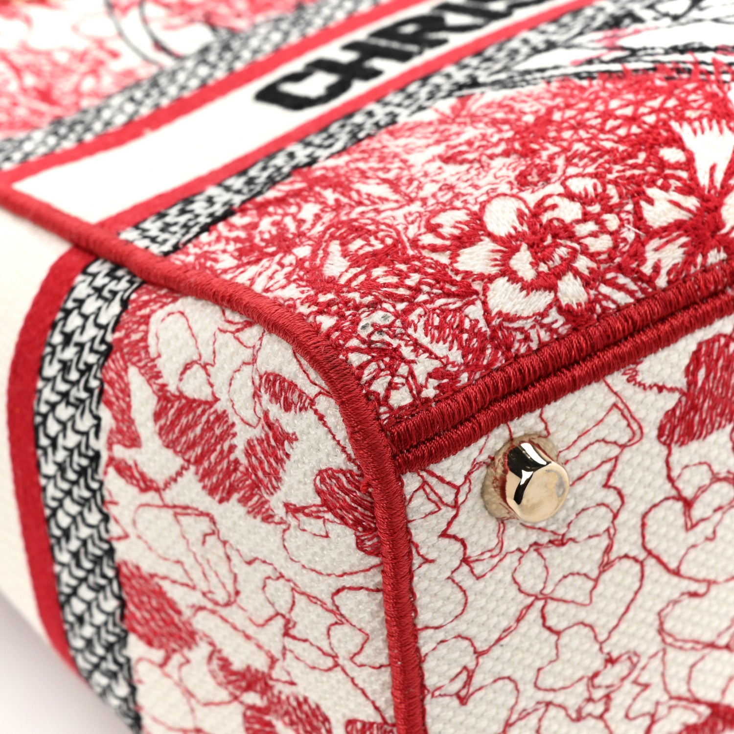 Christian Dior Canvas Embroidered Medium Dioramour D-Royaume Lady D-Lite Red Multicolor 10 of 14