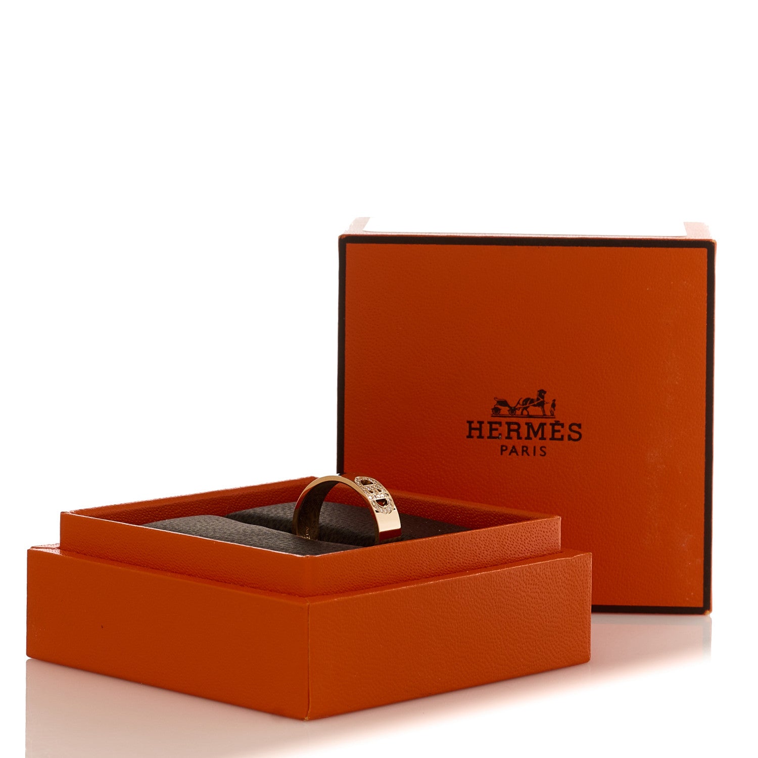 Hermes 18K Rose Gold Diamond PM H D'Ancre Ring 52 6 5 of 5