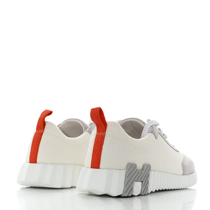 Hermes Technical Canvas Suede Goatskin Bouncing Sneakers 41 White Multicolor 4 of 8