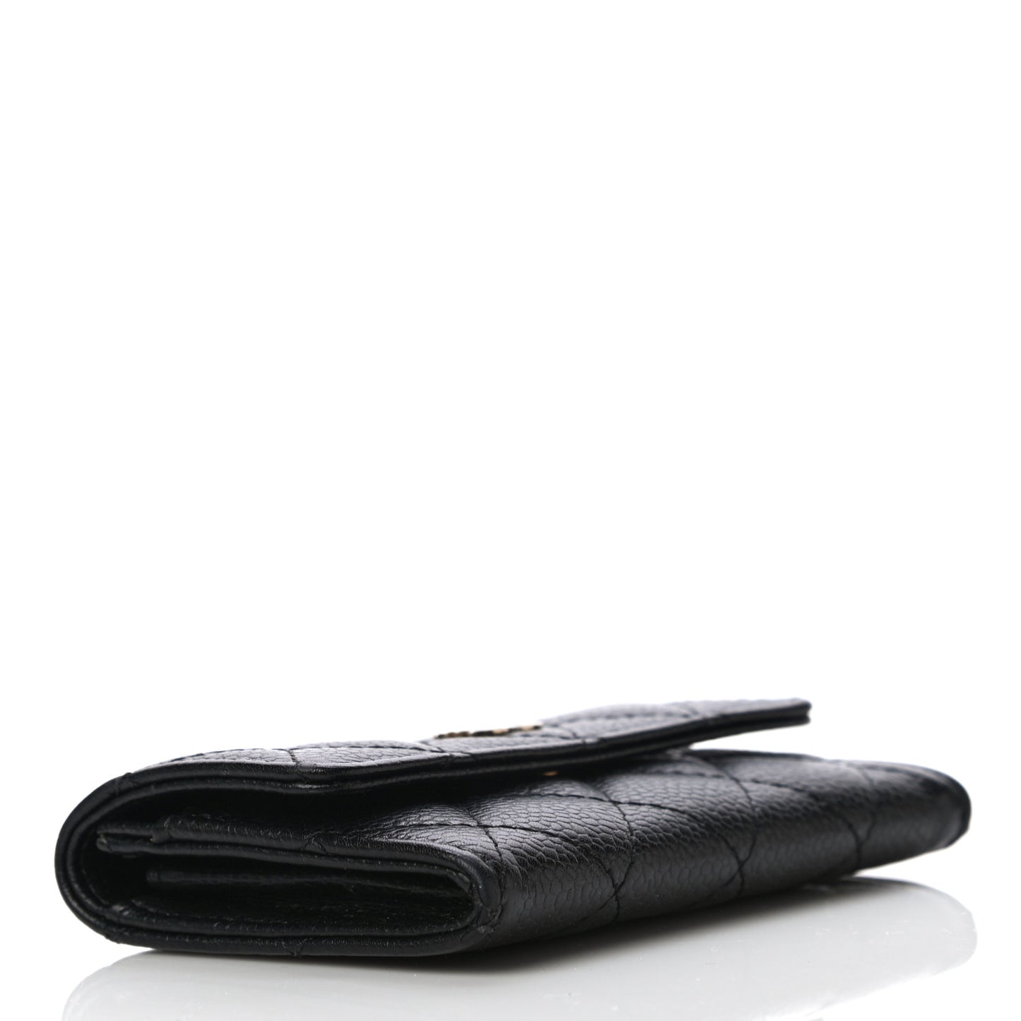 Caviar Quilted Flap Card Holder Black