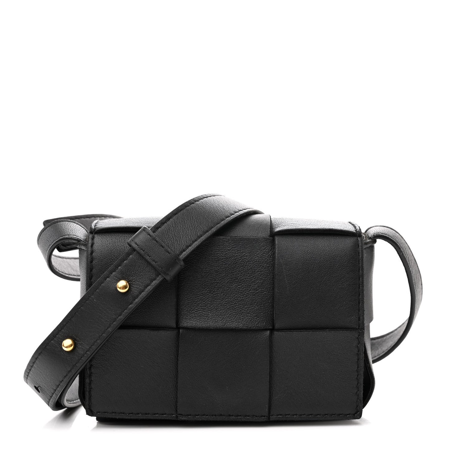 Lambskin Maxi Intrecciato Extra Mini Cassette Crossbody Bag Black