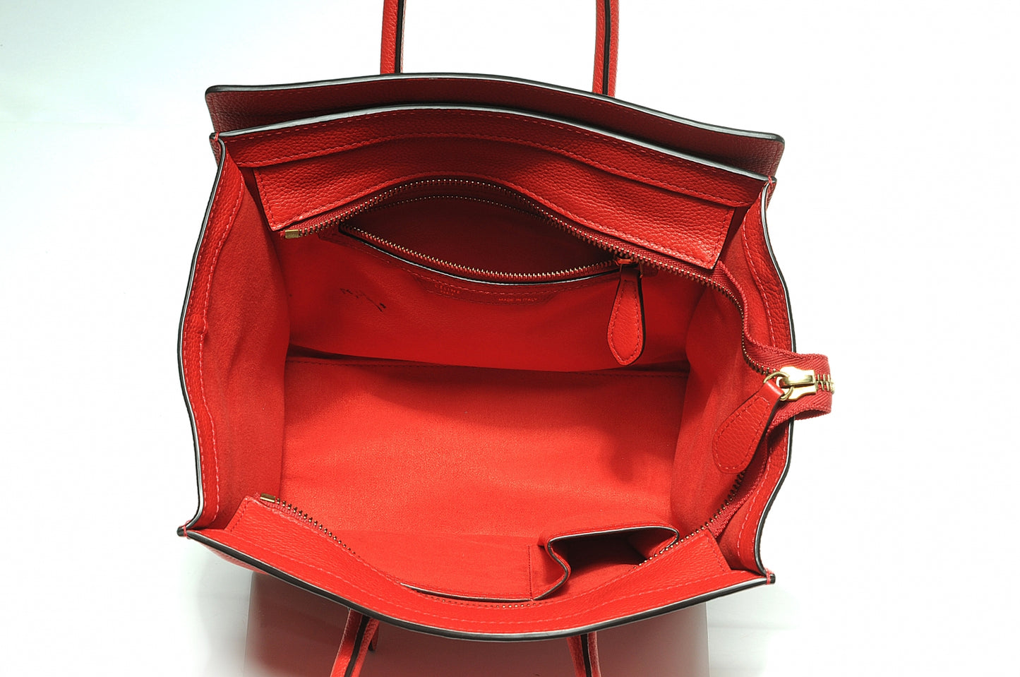 Drummed Leather Micro Luggage Coquelicot