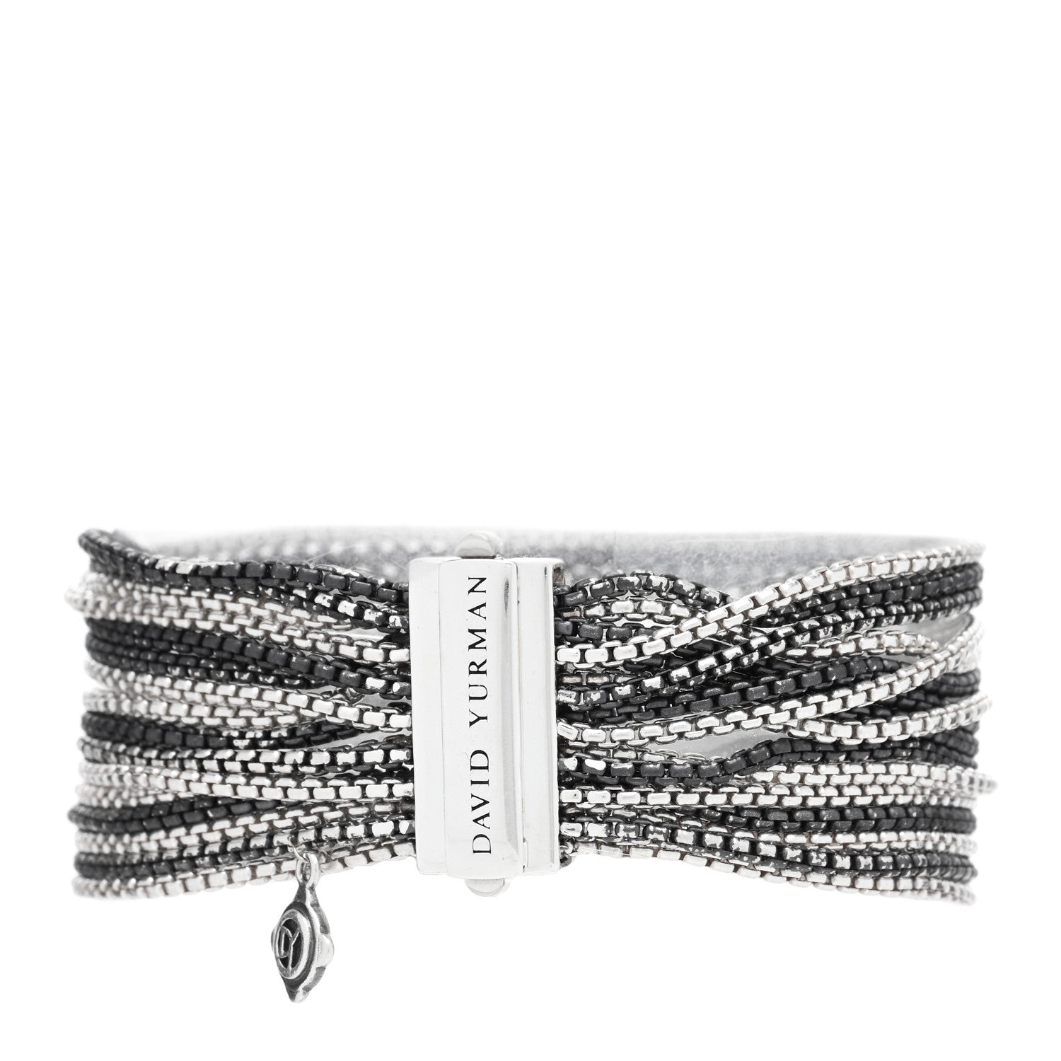 David Yurman Darkened Sterling Silver 21mm Multi Row Box Chain Bracelet 2 of 3