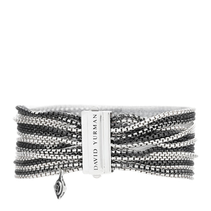 David Yurman Darkened Sterling Silver 21mm Multi Row Box Chain Bracelet 2 of 3