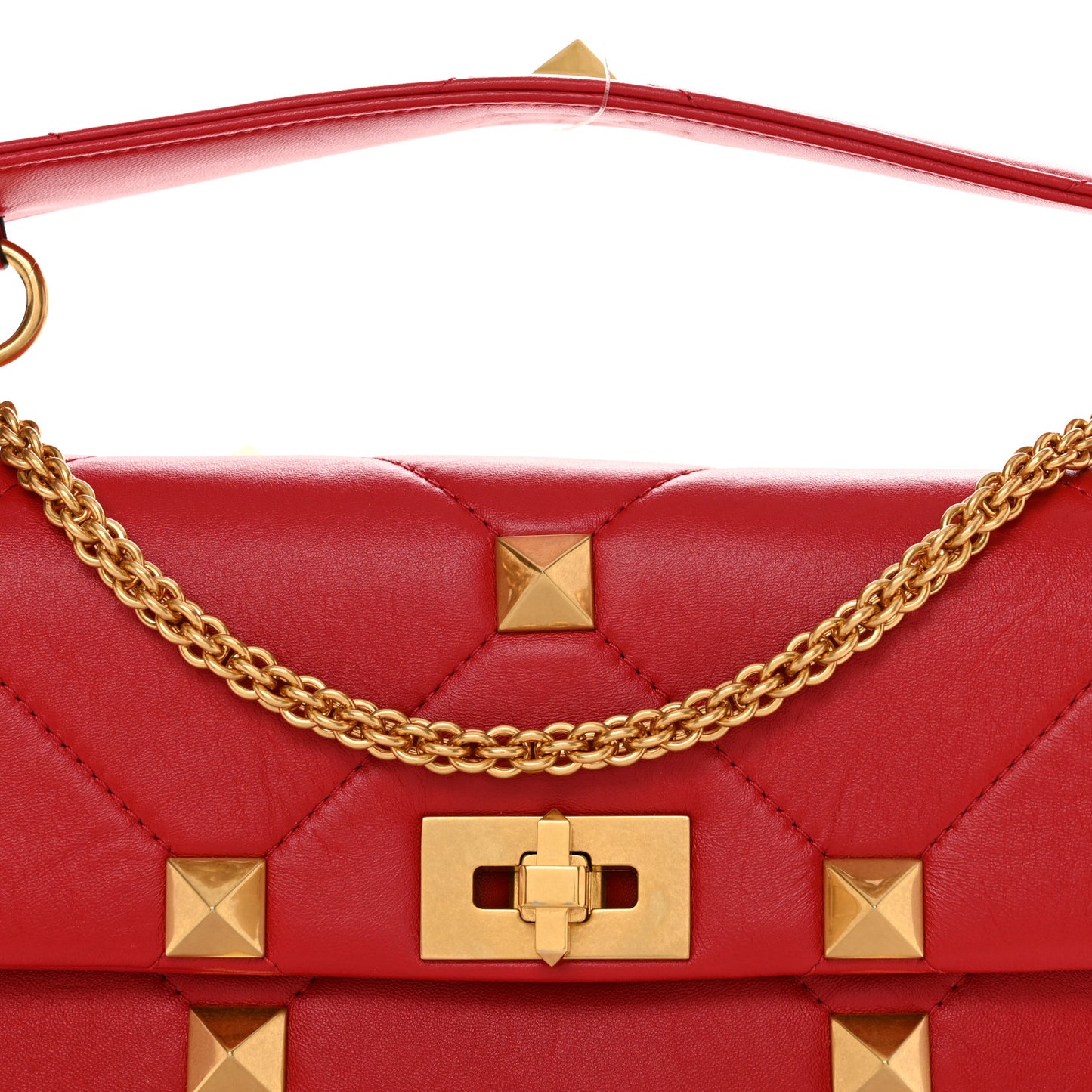 Nappa Large Roman Stud Shoulder Bag Rouge Pur