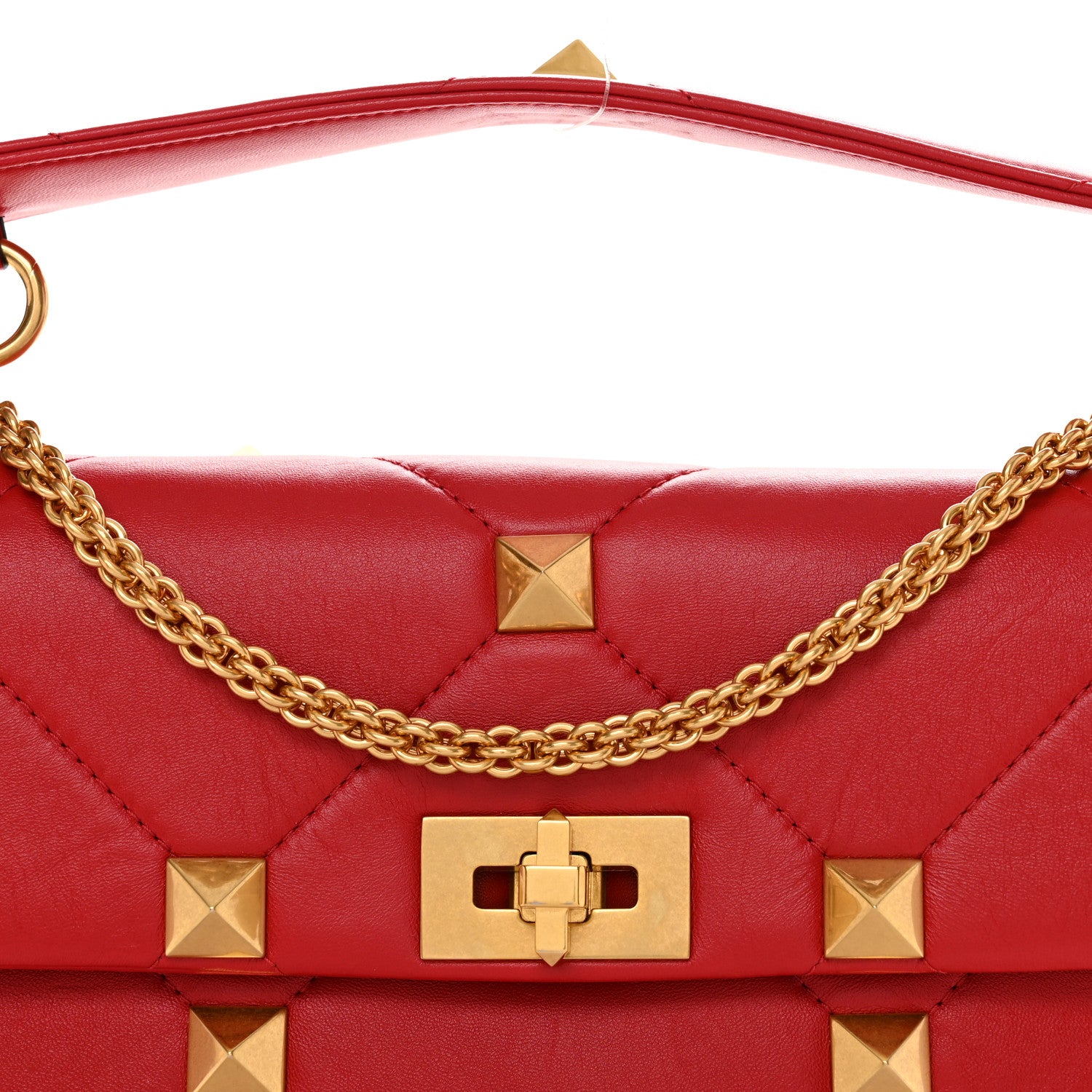 Valentino Garavani Nappa Large Roman Stud Shoulder Bag Rouge Pur 7 of 9