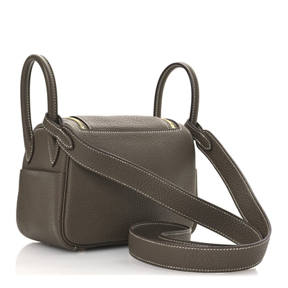 Hermes Taurillon Clemence Mini Lindy 20 Etoupe 3 of 12