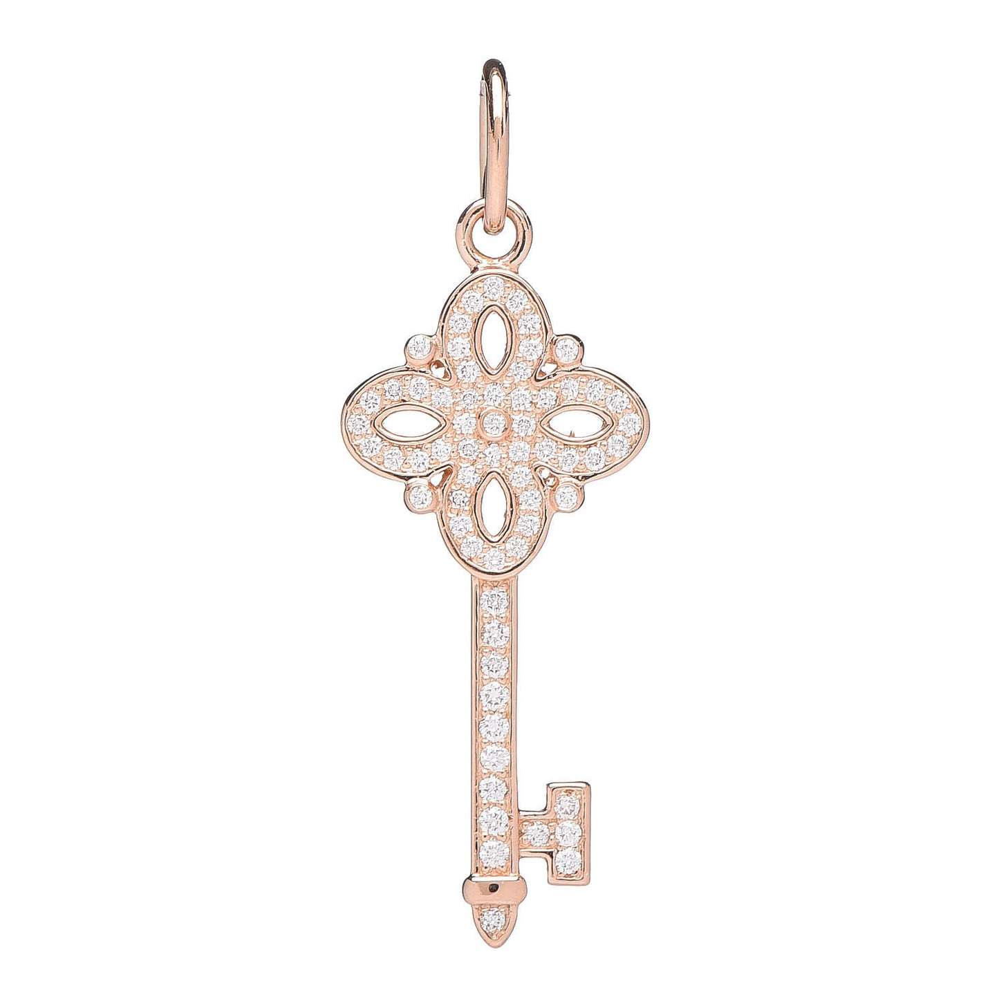 18K Rose Gold Diamond Mini Victoria Key Pendant