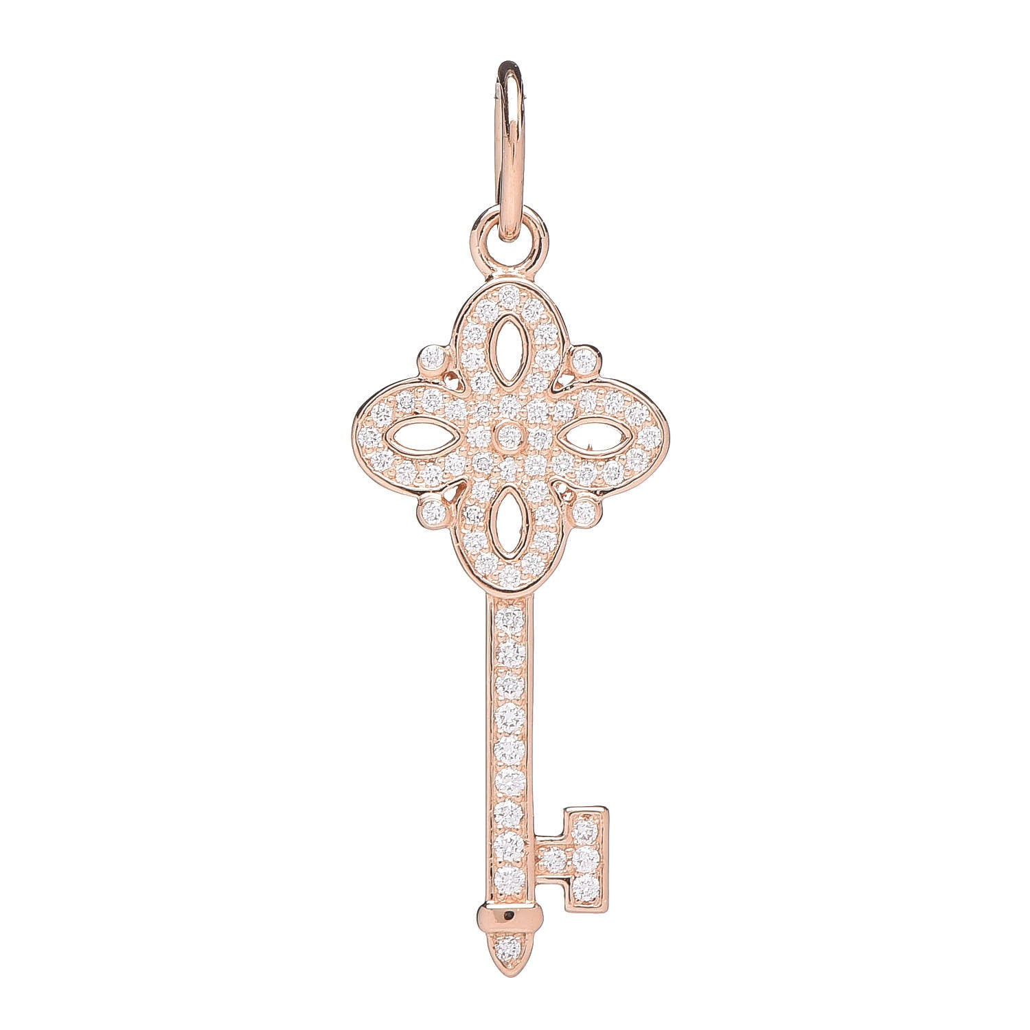 Tiffany 18K Rose Gold Diamond Mini Victoria Key Pendant 1 of 3