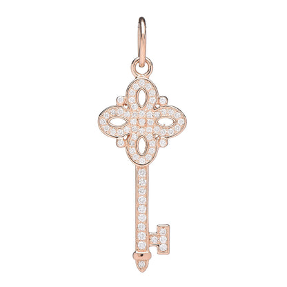 Tiffany 18K Rose Gold Diamond Mini Victoria Key Pendant 1 of 3
