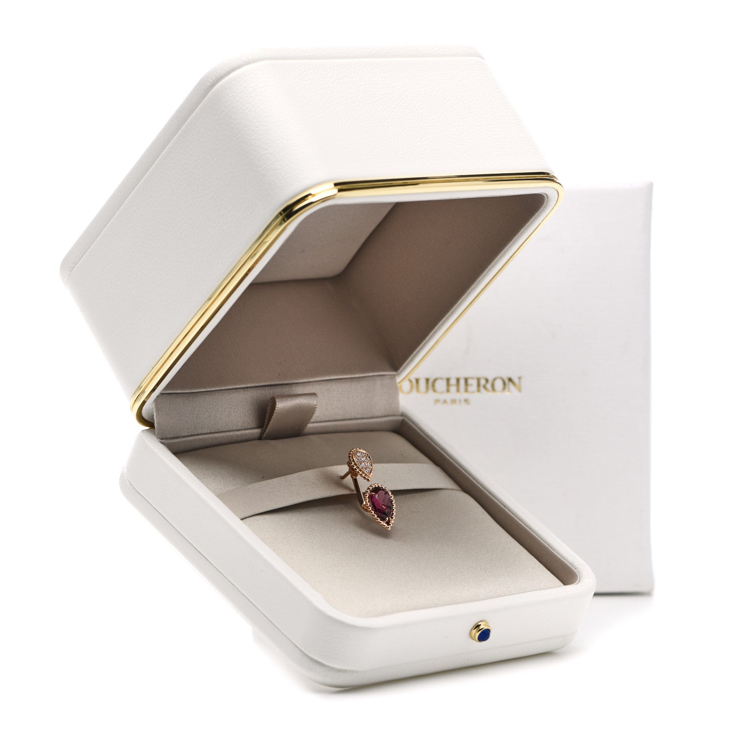 Boucheron 18K Rose Gold Diamond Garnet Serpent Boheme Single Earring 6 of 6
