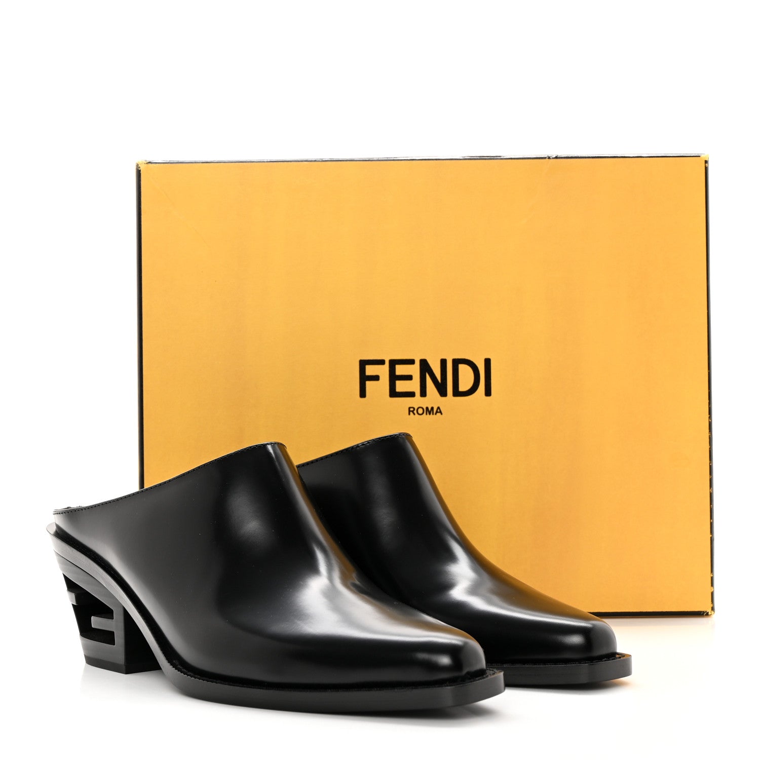 Fendi Vitello Abrasivato FF Cut Mules 38 Black 13 of 13