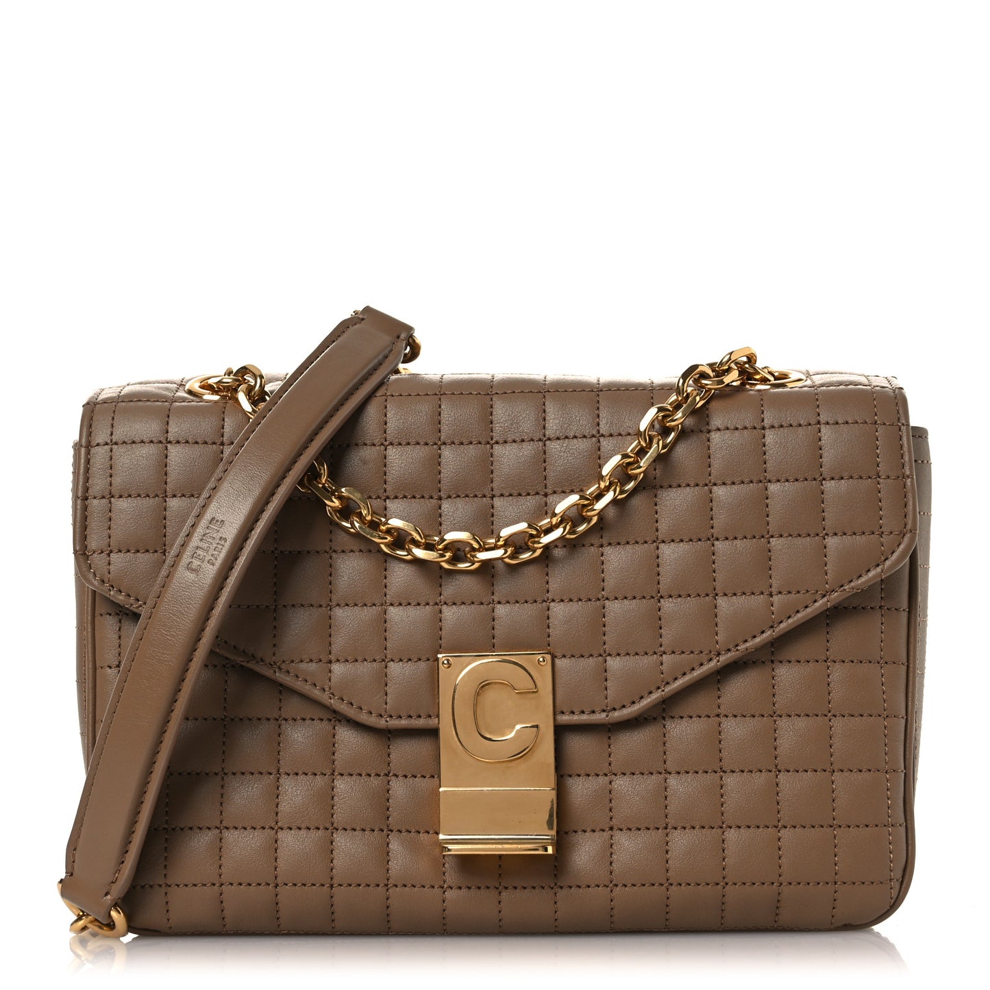 Calfskin Quilted Medium C Bag Beige