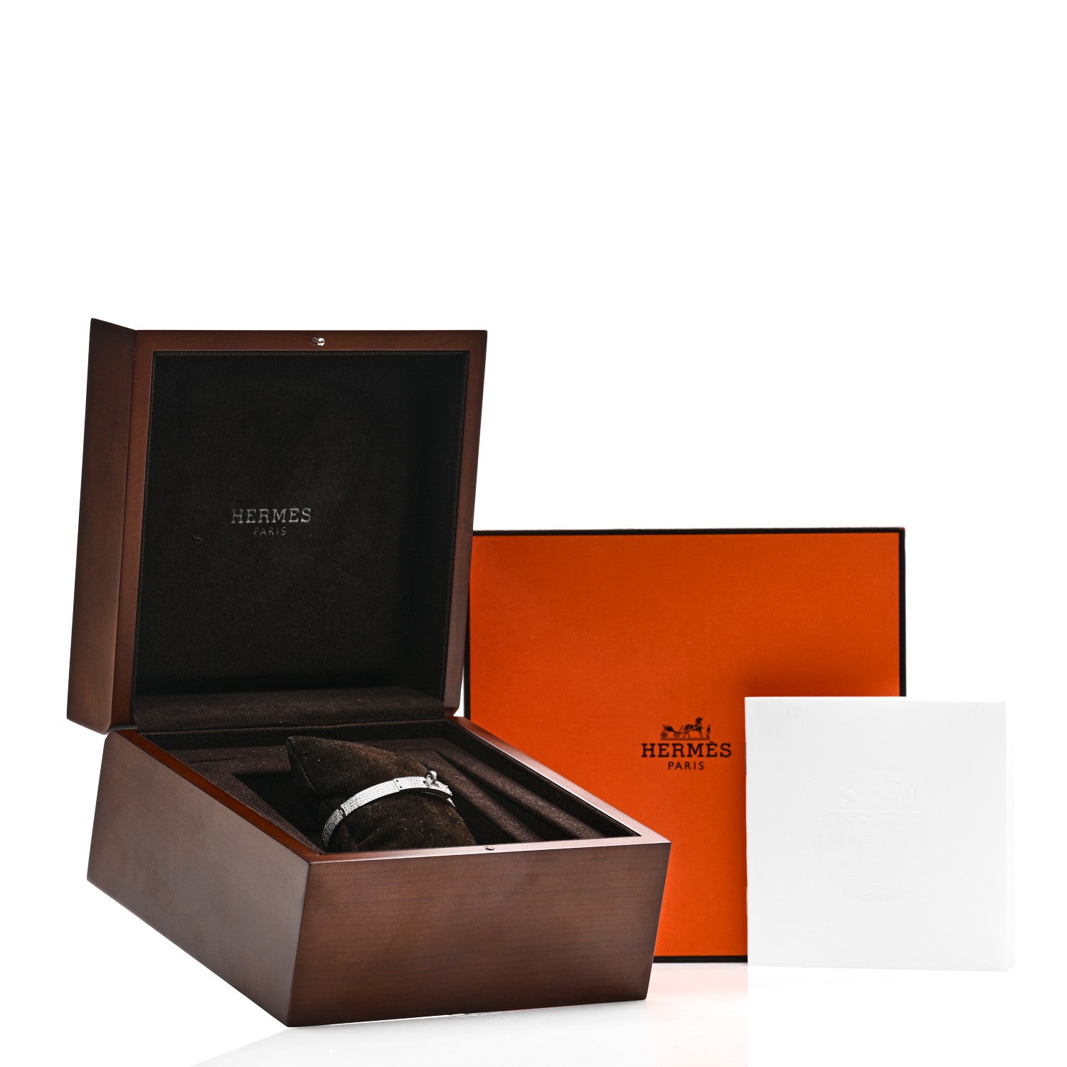 Hermes 18K White Gold Diamond Kelly Full Pave Bracelet XS 1199393