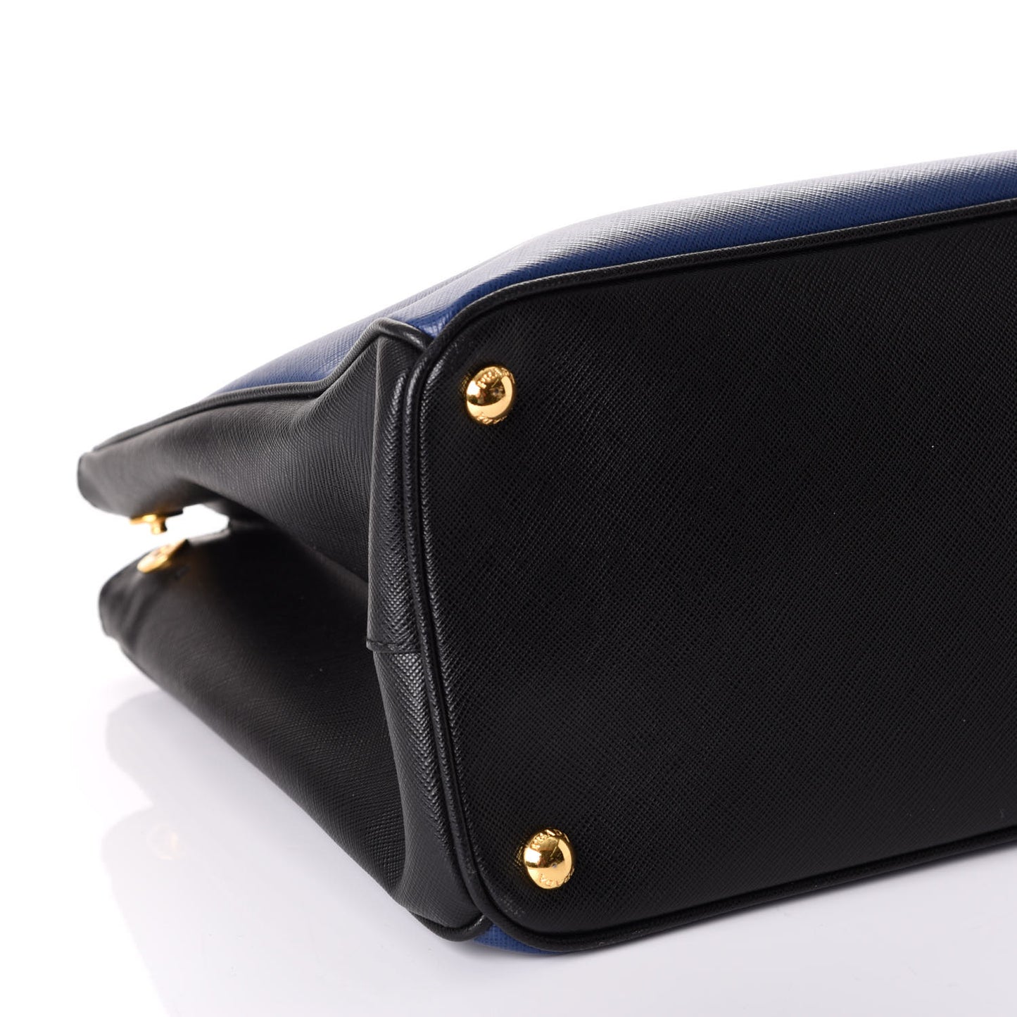 Saffiano Lux Bi-Color Medium Tote Bluette Black