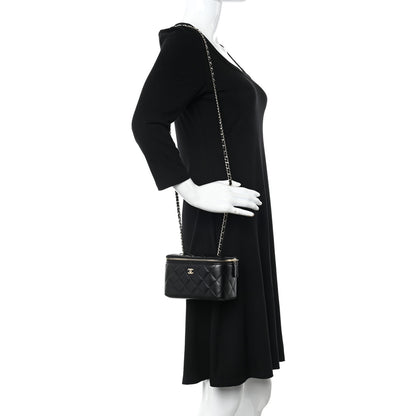 Chanel Lambskin Quilted Small Vanity Case With Chain Black 2 of 14