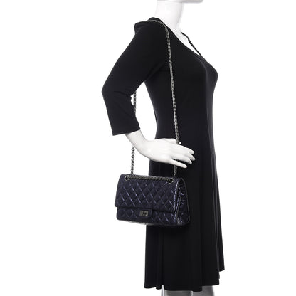 Chanel Metallic Aged Calfskin 2.55 Reissue 225 Flap Dark Navy Blue 2 of 10