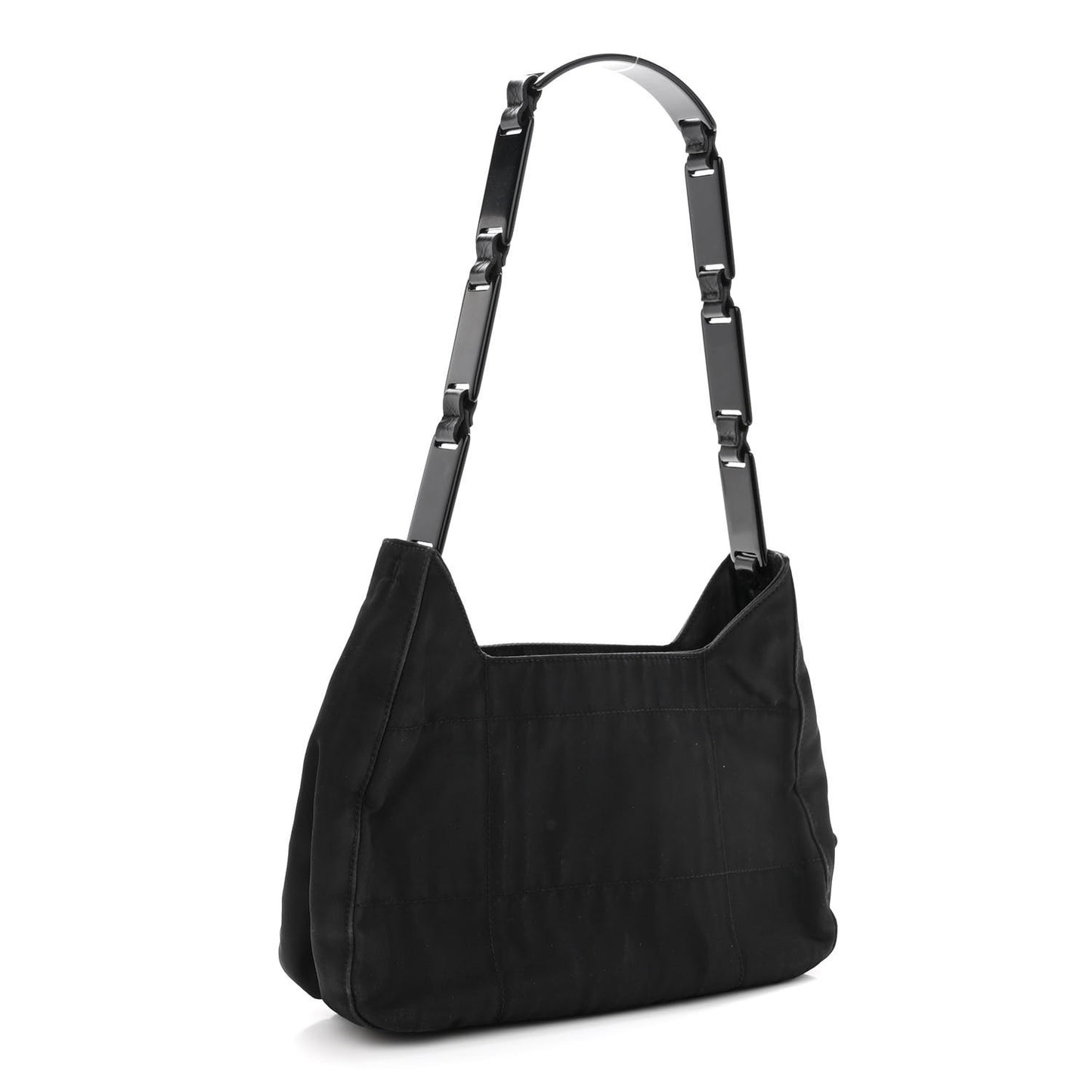 Tessuto Nylon Metal Links Shoulder Bag Black