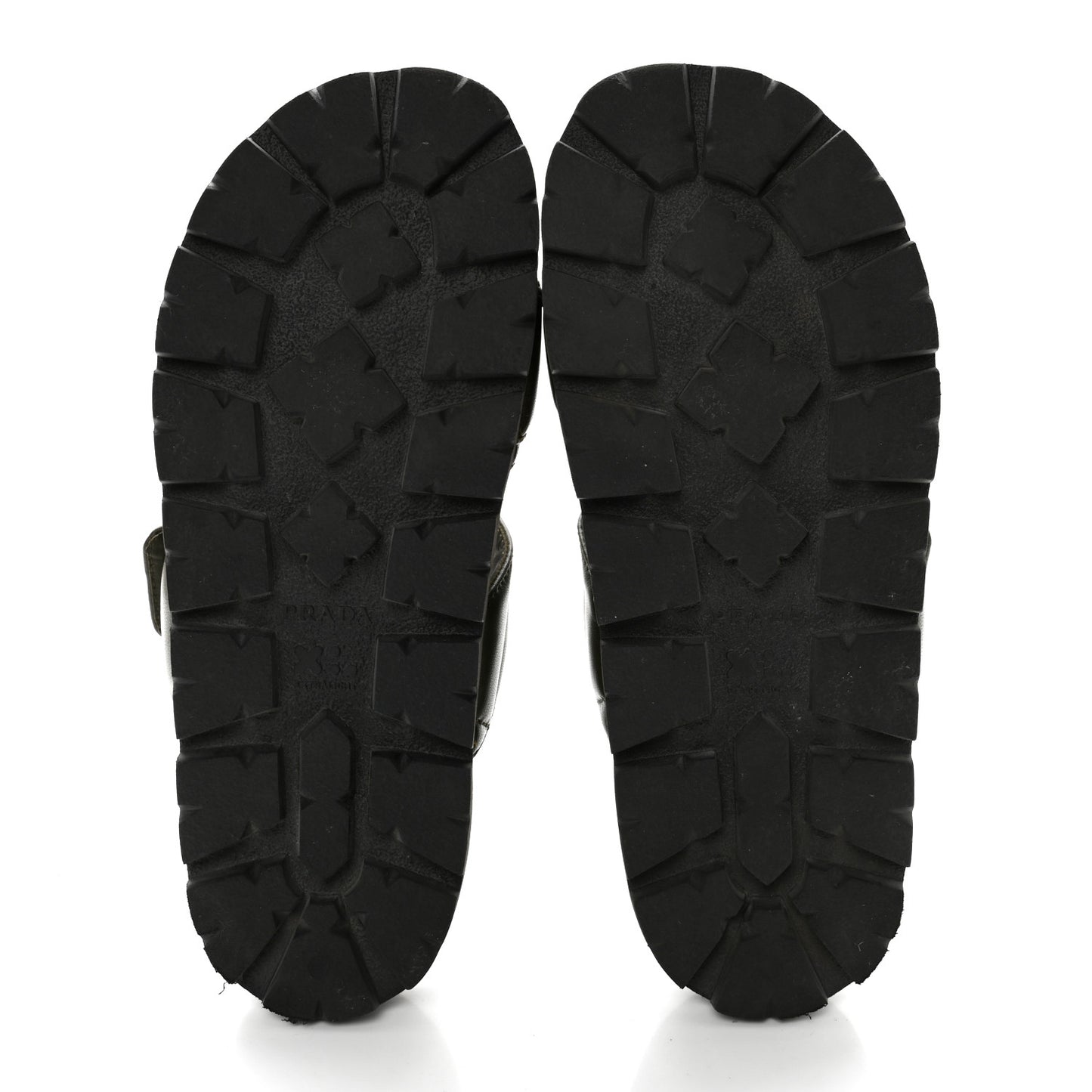 Nappa Logo Quilted Velcro Strap Lug Sole Slide Sandals 36.5 Militare