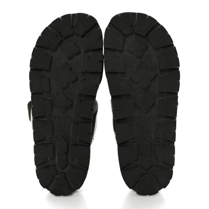 Prada Nappa Logo Quilted Velcro Strap Lug Sole Slide Sandals 36.5 Militare 5 of 14