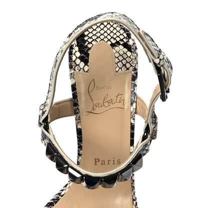 Christian Louboutin Watersnake Print Cataclou 120 Wedge Sandals 38 Roccia Gun Metal 6 of 10