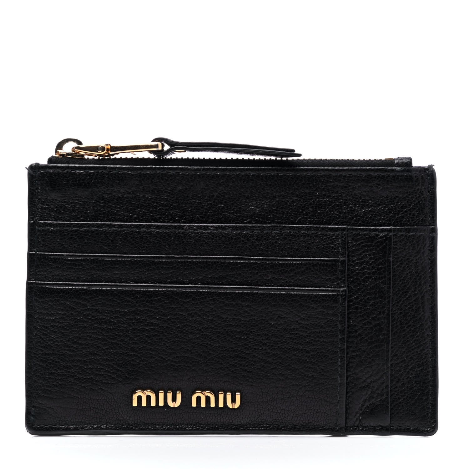 Miu Miu Madras Zip Card Case Black 1 of 6