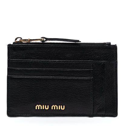 Miu Miu Madras Zip Card Case Black 1 of 6