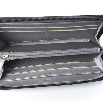 Chanel Lambskin Camellia Embossed Large Zip Around Gusset Wallet Black 6 of 9