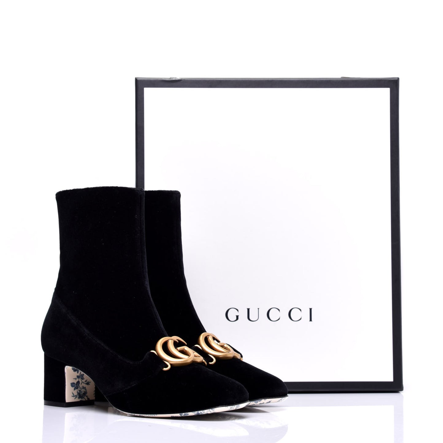 Softy Velvet Malaga Kid GG Victoire 55mm Ankle Boots 39.5 Black