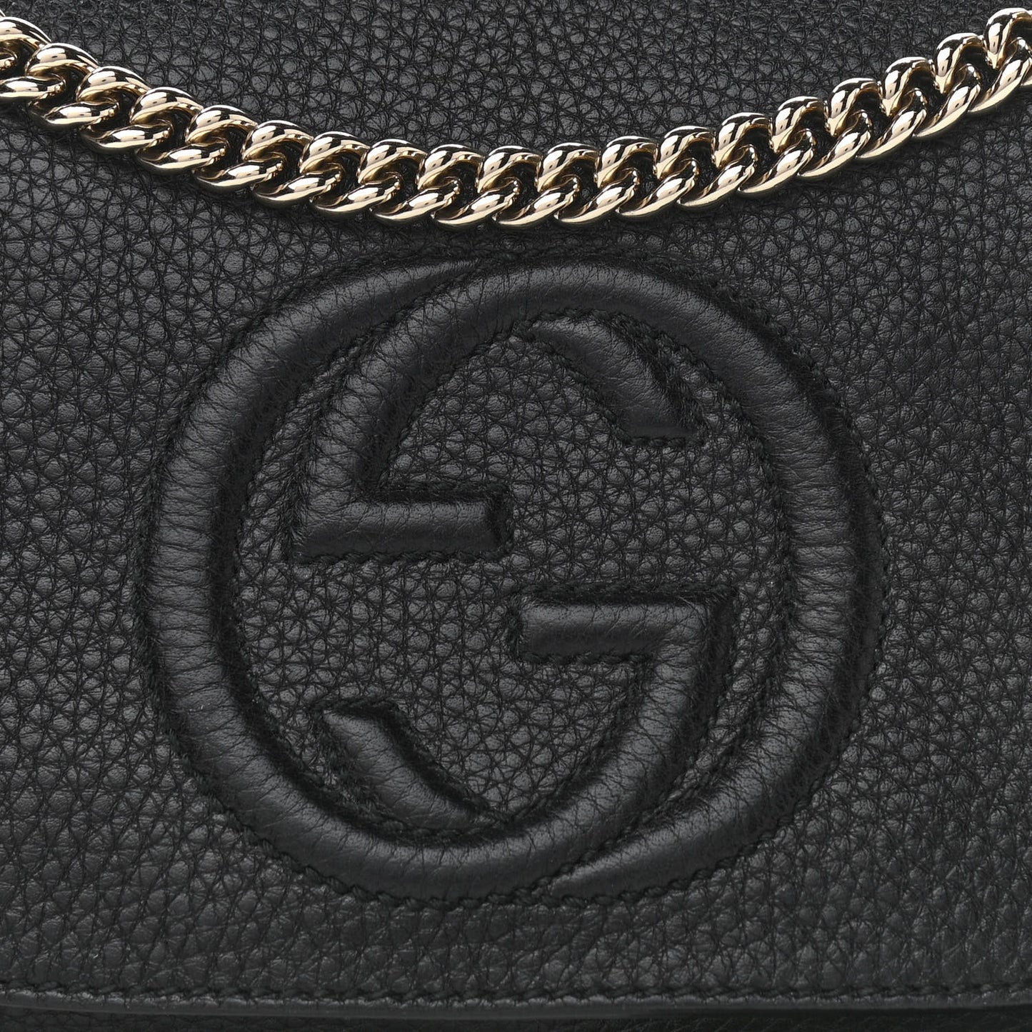 Pebbled Calfskin Medium Soho Flap Crossbody Black