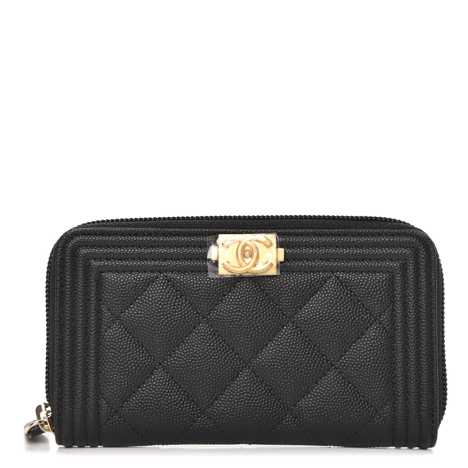 Chanel Caviar Quilted Boy Small Zip Around Wallet Black 1 of 9